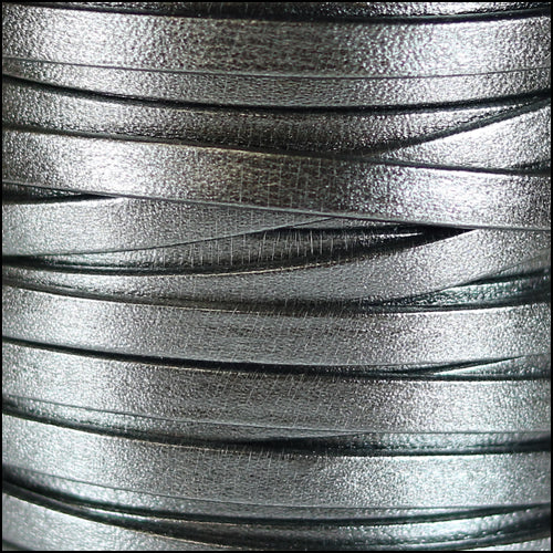 5mm flat PEARL METALLIC leather PEWTER - meter