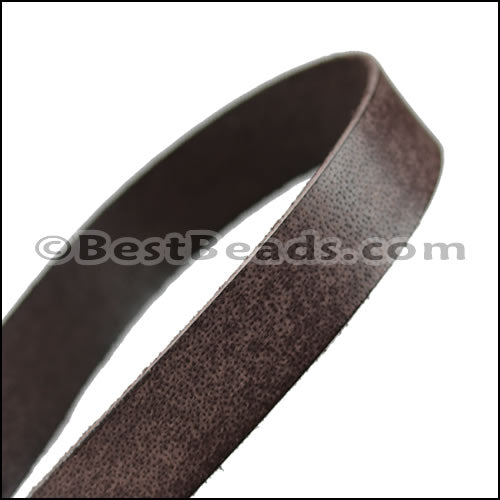 20mm flat VINTAGE leather DARK BROWN - 1m strip