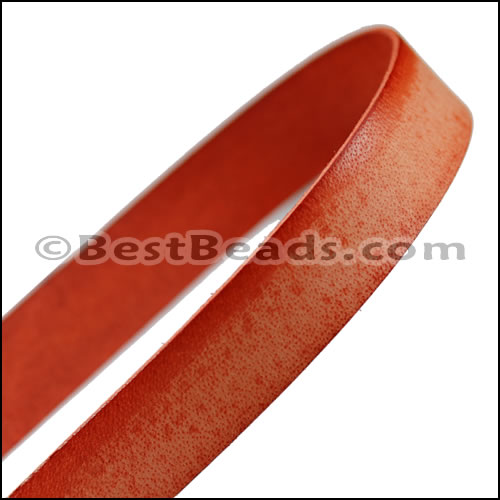 20mm flat VINTAGE leather ORANGE - 1m strip