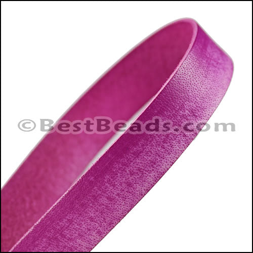 20mm flat VINTAGE leather CERISE - 1m strip