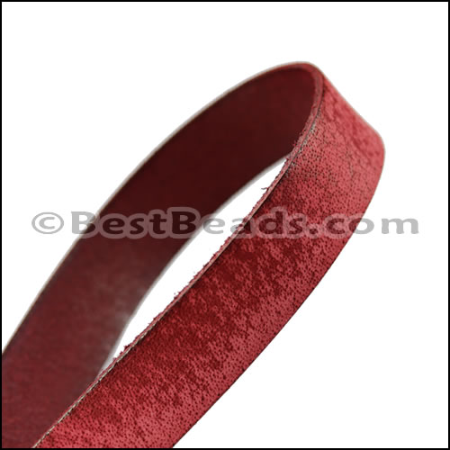 20mm flat VINTAGE leather RED - 1m strip