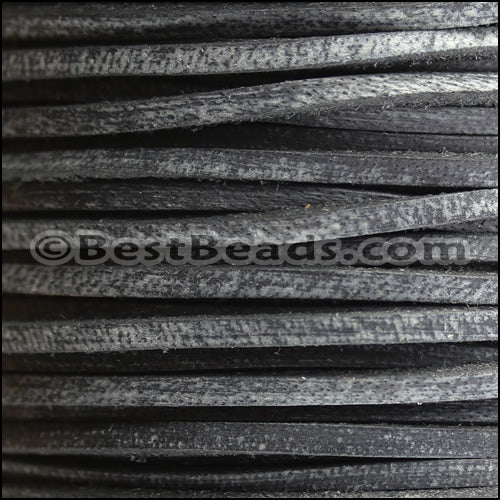 3mm flat VINTAGE leather BLACK - meter