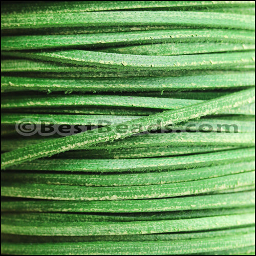 3mm flat VINTAGE leather GREEN - meter