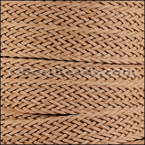 20mm BRAIDED BONDED flat leather NATURAL - meter