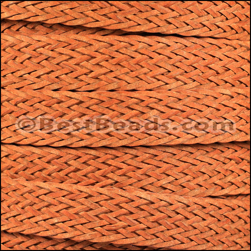 20mm BRAIDED BONDED flat leather ORANGE - meter