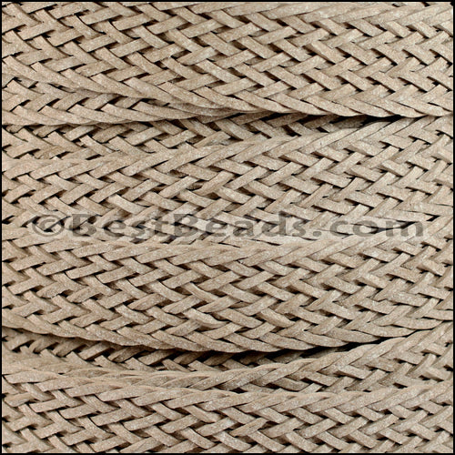 20mm BRAIDED BONDED flat leather BEIGE - meter