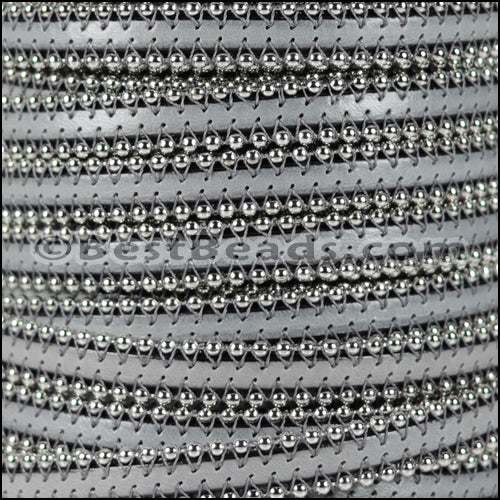 10mm flat BALL CHAIN leather LIGHT GREY - 1 meter