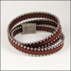 10mm flat BALL CHAIN leather RED - 1 meter