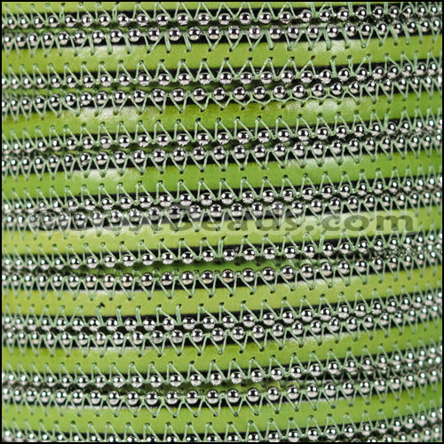 10mm flat BALL CHAIN leather LIGHT GREEN - 1 meter