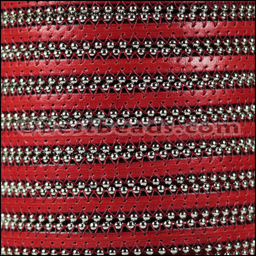 10mm flat BALL CHAIN leather RED - 1 meter