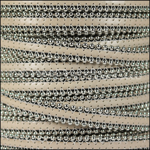 10mm flat BALL CHAIN leather BEIGE - 1 meter