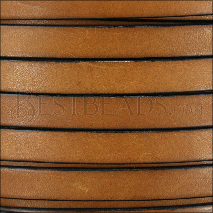 10mm flat BRUCIATO leather TAN with BLACK EDGE - meter