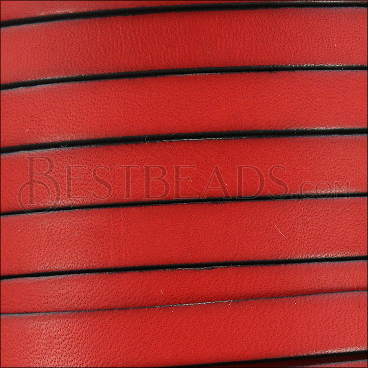 10mm flat BRUCIATO leather RED with BLACK EDGE - meter