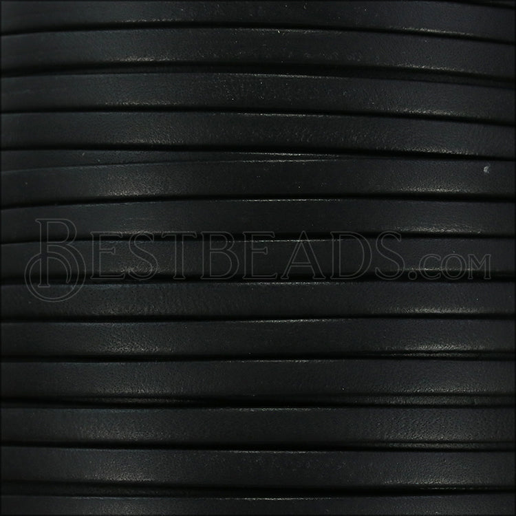 5mm flat BRUCIATO leather BLACK - meter