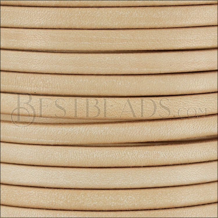 5mm flat BRUCIATO leather NATURAL - meter
