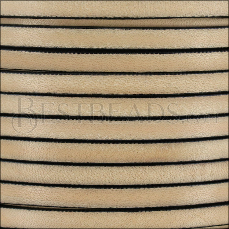 5mm flat BRUCIATO leather NATURAL with BLACK EDGE - meter