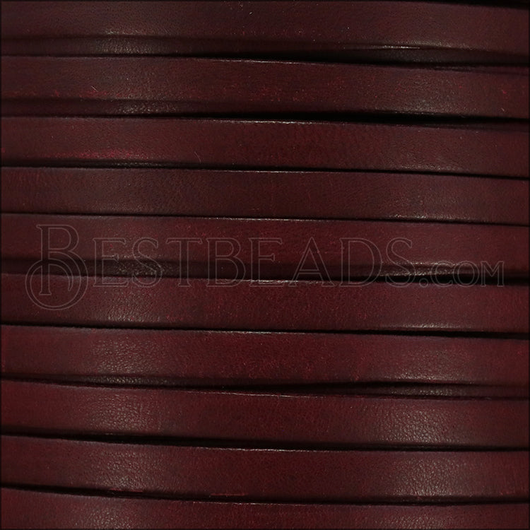 5mm flat BRUCIATO leather BURGUNDY - meter