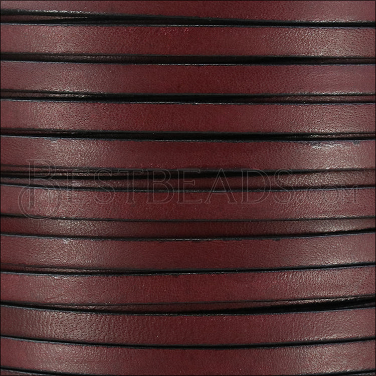 5mm flat BRUCIATO leather BURGUNDY with BLACK EDGE - meter