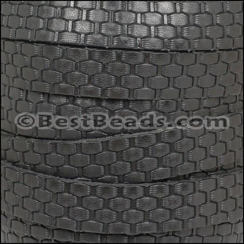 10mm flat BRUCIATO BASKETWEAVE leather BLACK - meter