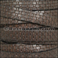 10mm flat BRUCIATO BASKETWEAVE leather BROWN - meter