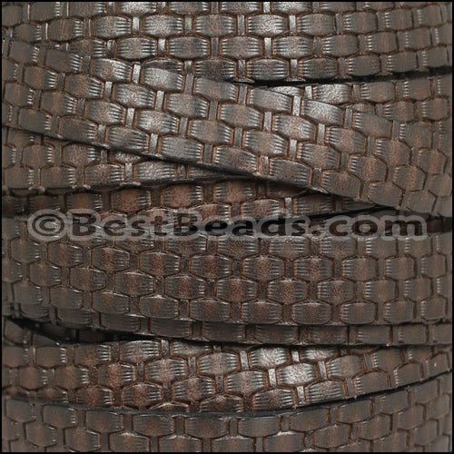 10mm flat BRUCIATO BASKETWEAVE leather BROWN - meter