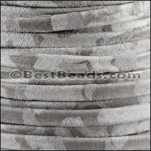 5mm flat CAMO SUEDE leather GREY - 1 meter