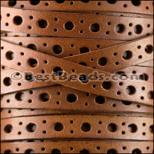 8mm flat DELUX PUNCHED leather TAN - meter