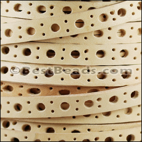 8mm flat DELUX PUNCHED leather NATURAL - meter