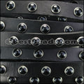 10mm flat DOME STUDDED leather BLACK - 1 meter