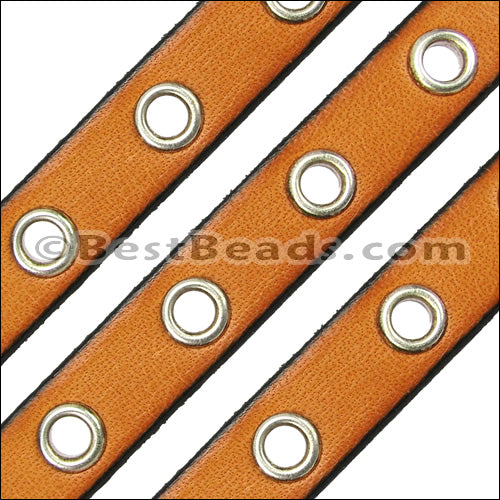 10mm flat EYELET leather TAN - 1 meter