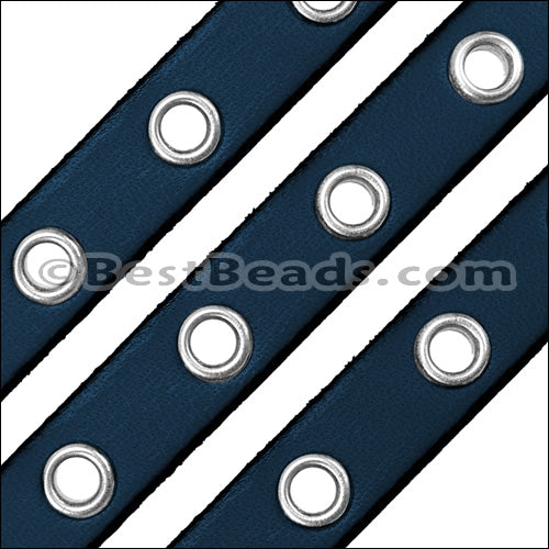 10mm flat EYELET leather PACIFIC BLUE - 1 meter