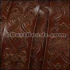 30mm flat ENGRAVED leather MEDIUM BROWN - meter