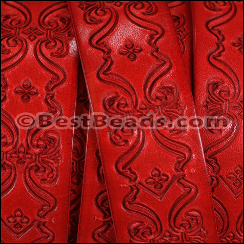 30mm flat ENGRAVED leather RED - meter