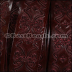 30mm flat ENGRAVED leather BORDEAUX - meter