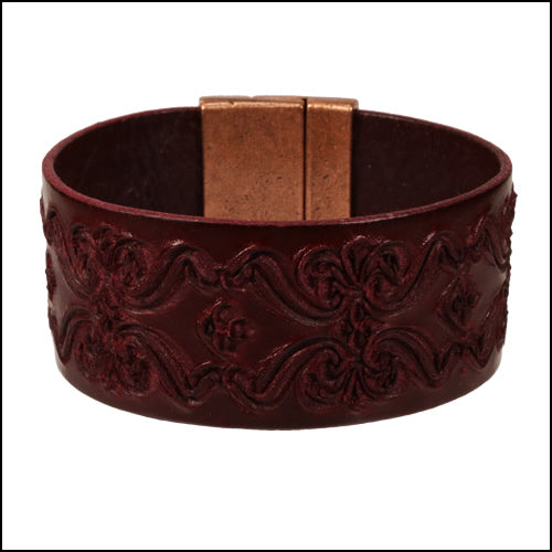 30mm flat ENGRAVED leather DARK BROWN - meter