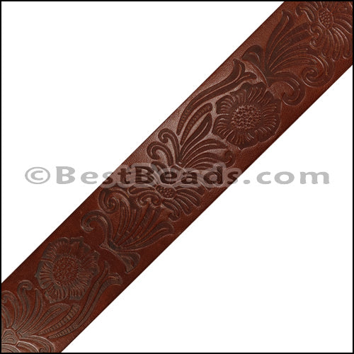 40mm flat ENGRAVED leather MEDIUM BROWN - meter