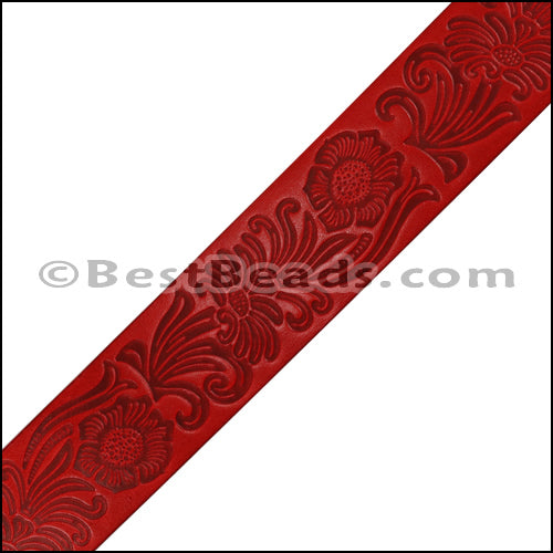 40mm flat ENGRAVED leather RED - meter