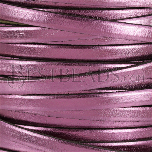 5mm flat ELECTRIC METALLIC leather ROSE - meter