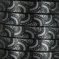 10mm Flat FOIL STAMPED WAVES leather GUNMETAL with BLACK - meter