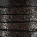 10mm Flat FOIL STAMPED WAVES leather CHOCOLATE with BLACK - meter