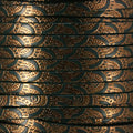5mm Flat FOIL STAMPED WAVES leather ARMY GREEN with OLD GOLD - meter