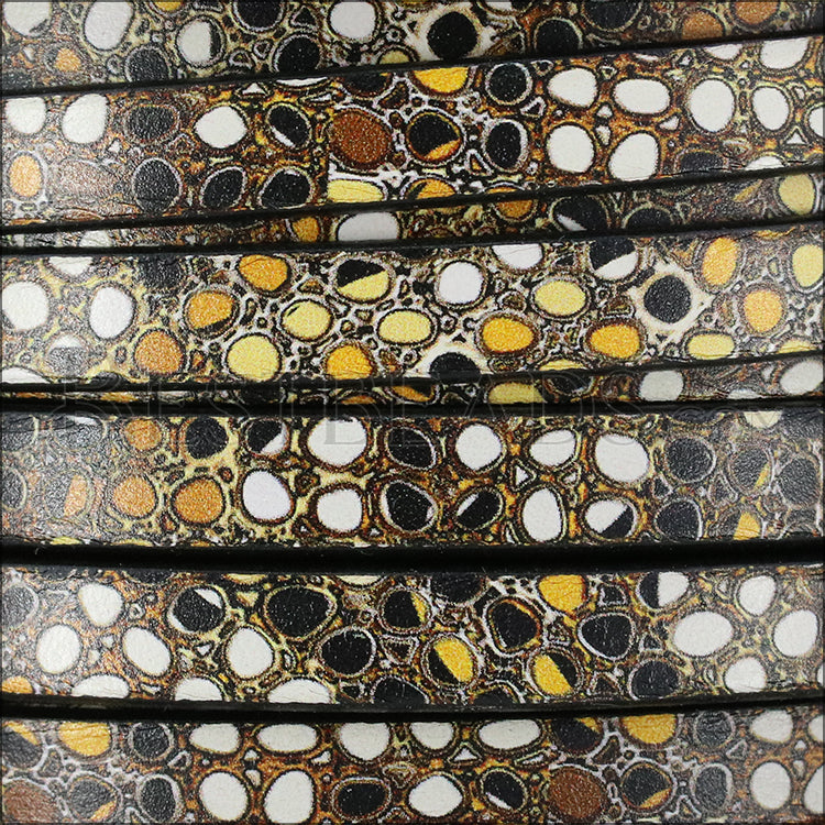 10mm flat EURO PRINTED leather PEBBLES - meter