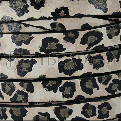 10mm flat EURO PRINTED leather SNOW LEOPARD - meter