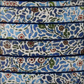 10mm flat EURO PRINTED leather BOHO BLUE - meter