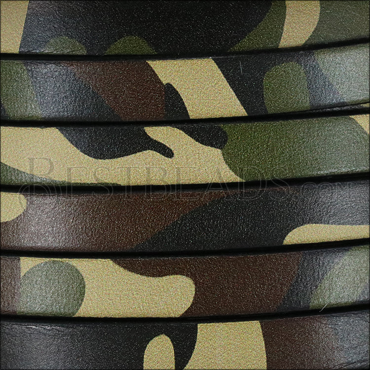 10mm flat EURO PRINTED leather CAMOUFLAGE - meter