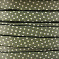 10mm flat EURO PRINTED leather GREEN/WHITE POLKA DOTS - meter