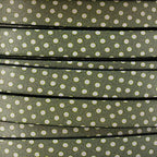 10mm flat EURO PRINTED leather GREEN/WHITE POLKA DOTS - meter