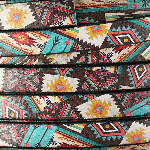 10mm flat EURO PRINTED leather SOUTHWESTERN - meter