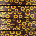 10mm flat EURO PRINTED leather BROWN SUNFLOWERS - meter