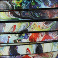 10mm flat EURO PRINTED leather RAINBOW MARBLE - meter